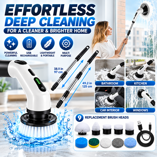 Electric Cleaning Brush – Extendable Power Scrubber with Multiple Heads