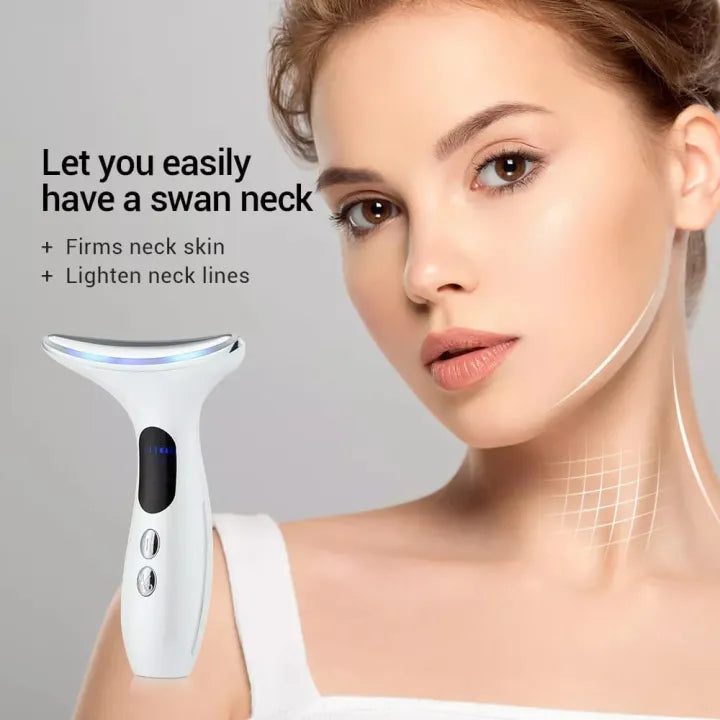 Rechargeable Face & Neck Massager – 3-Colour LED and Vibration