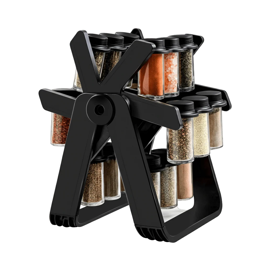 18 Jar Rotating Spice Rack – 360° Kitchen Spice Organizer