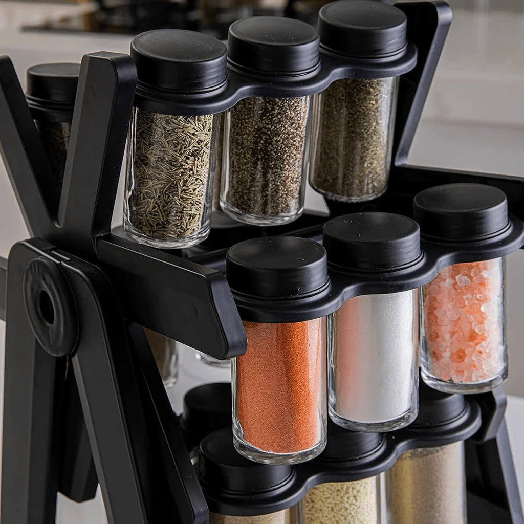 18 Jar Rotating Spice Rack – 360° Kitchen Spice Organizer