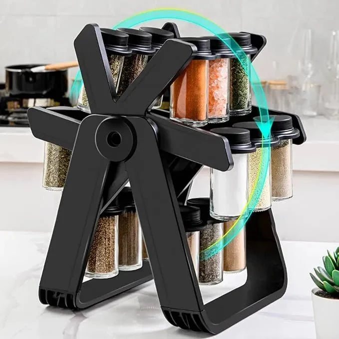 18 Jar Rotating Spice Rack – 360° Kitchen Spice Organizer