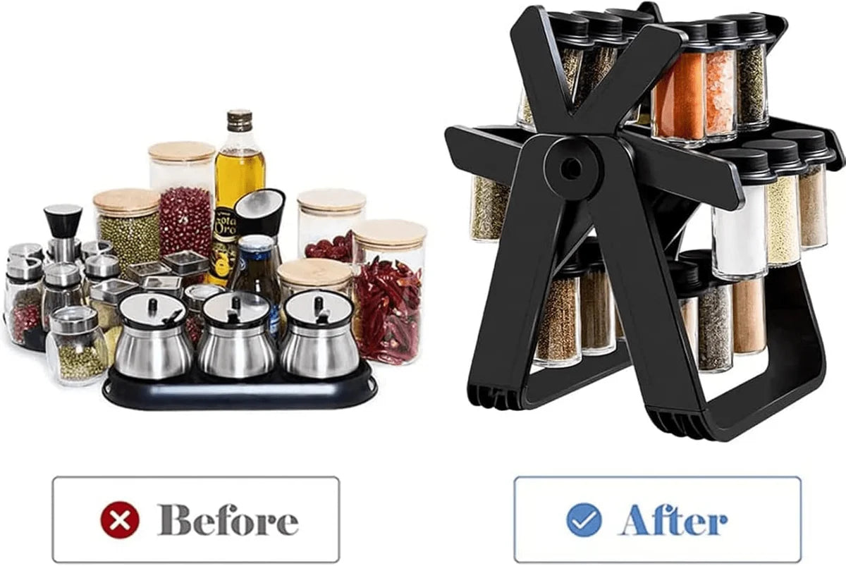 18 Jar Rotating Spice Rack – 360° Kitchen Spice Organizer