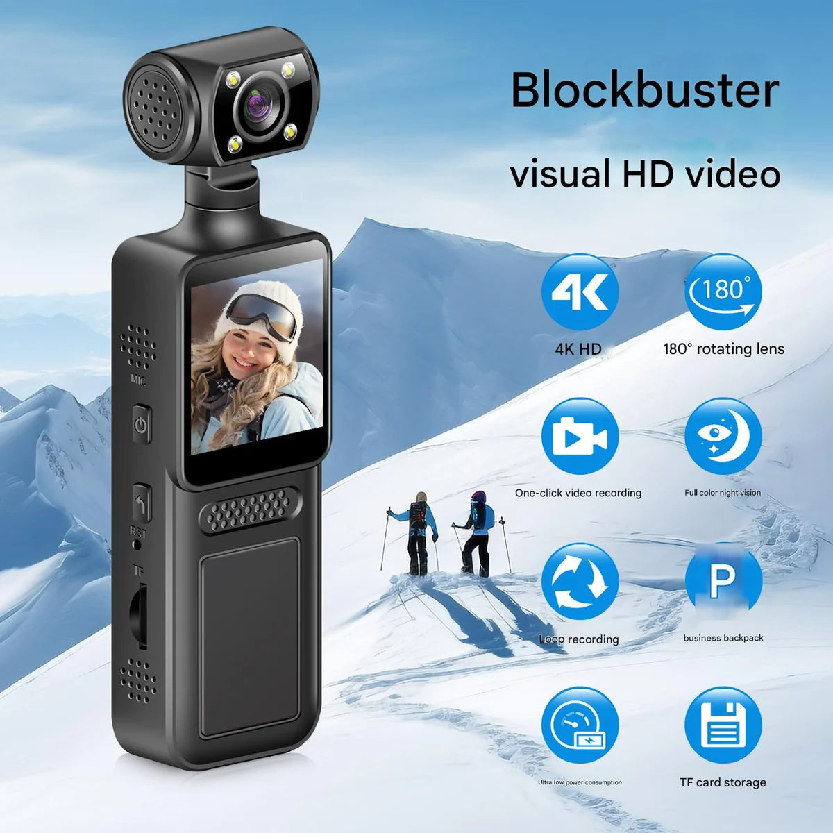 Mini 1080P Video Recorder – 2-Inch LCD & Rotatable Camera Lens