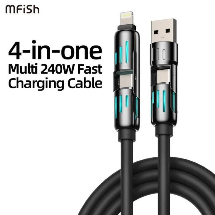 4-in-1 Multi USB Charging Cable – Lightning & Micro USB Compatible