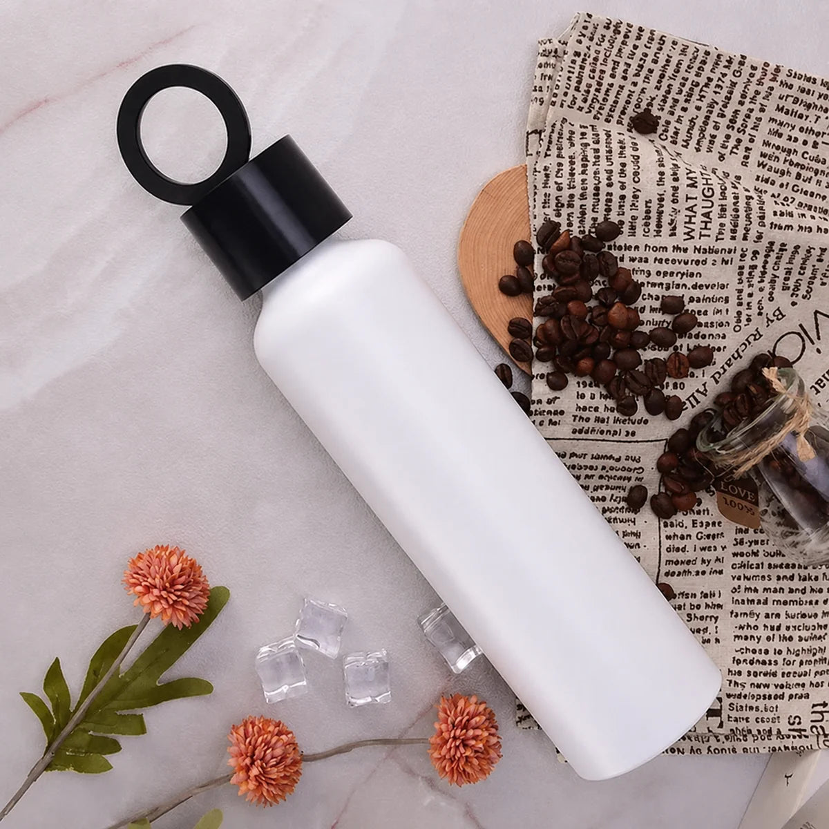 Vacuum Insulated Stainless Steel Water Bottle with Phone Holder Lid
