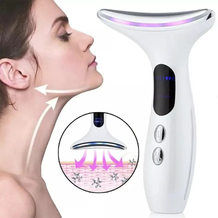 Rechargeable Face & Neck Massager – 3-Colour LED and Vibration