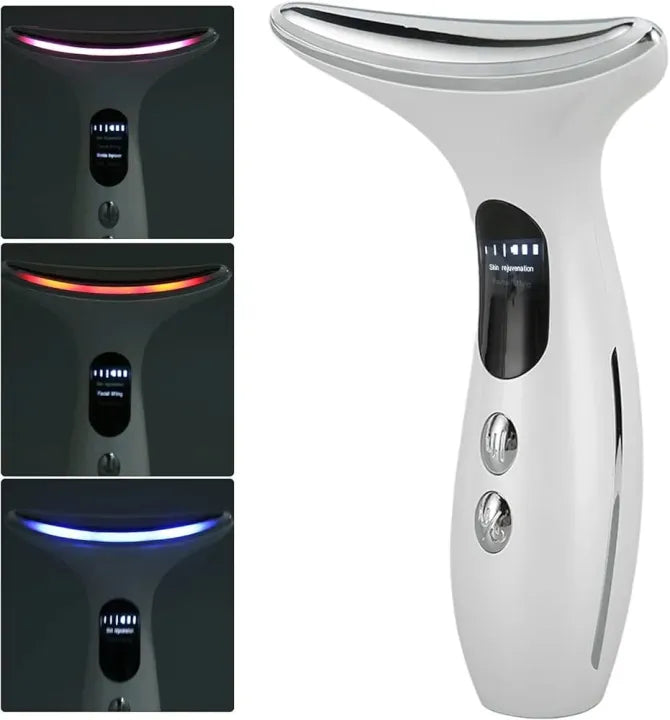 Rechargeable Face & Neck Massager – 3-Colour LED and Vibration