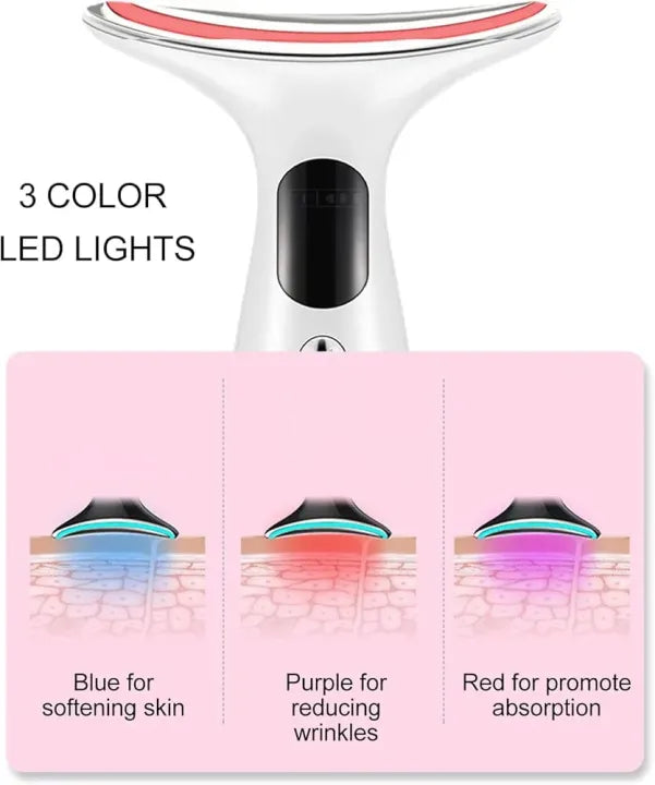 Rechargeable Face & Neck Massager – 3-Colour LED and Vibration