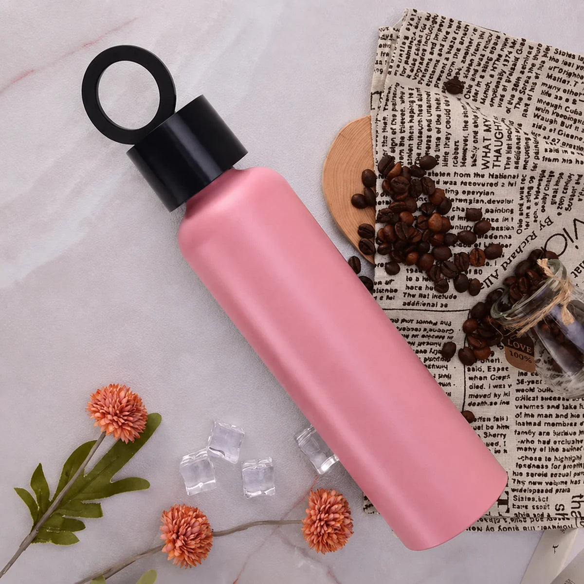 Vacuum Insulated Stainless Steel Water Bottle with Phone Holder Lid