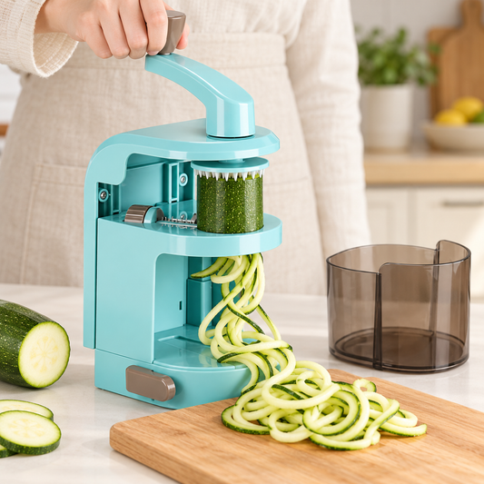 Manual Vegetable Spiralizer with Container – Vertical Spiral Cutter