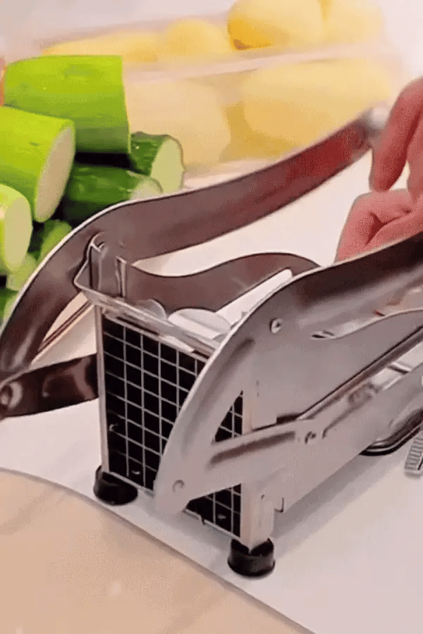 Stainless Steel Potato & Vegetable Cutter – Manual French Fry Slicer