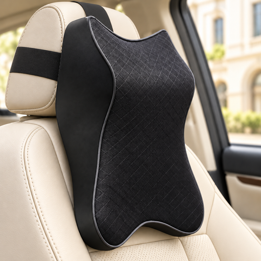 Memory Foam Car Neck Pillow – Adjustable Headrest Support with Washable Cover