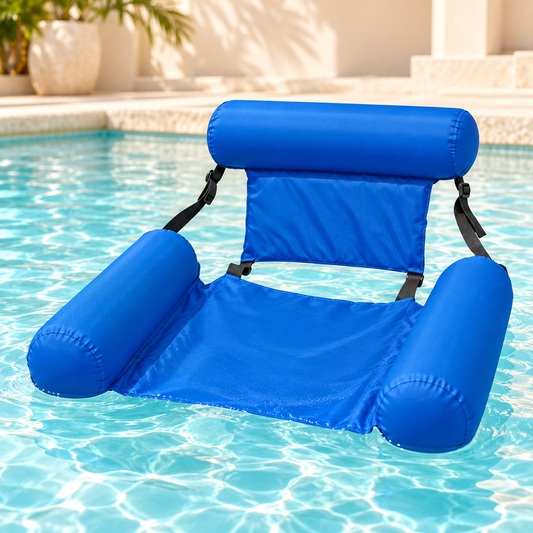 Adjustable Inflatable Pool Lounge Chair – Floating Hammock with Headrest