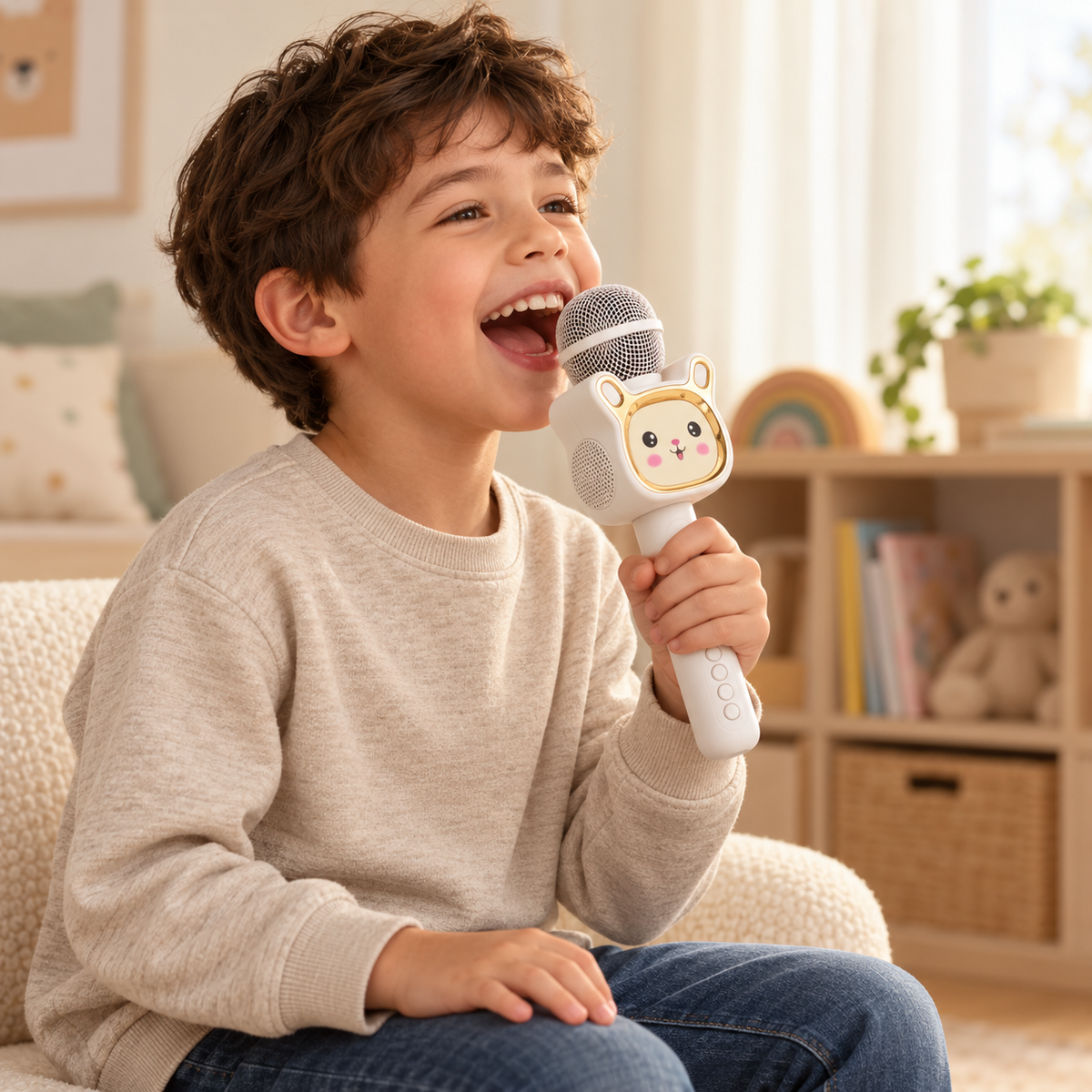 Cute Cartoon Wireless Karaoke Microphone with Built-In Speaker