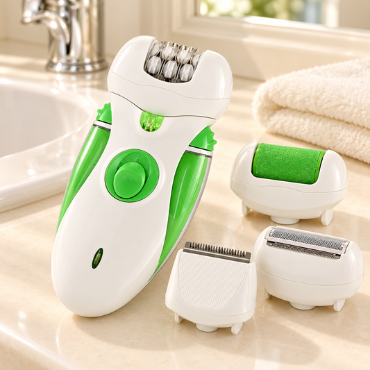 4-in-1 Rechargeable Lady Epilator – Shaver, Trimmer & Massager Kit