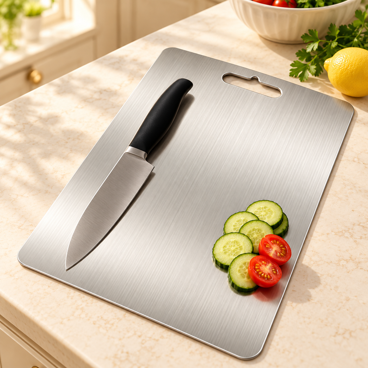 Titanium Alloy Chopping Board with Handle – Kitchen Cutting Board