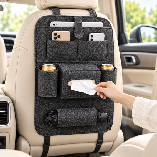 Car Seat Organizer with Tablet Holder & Multiple Storage Pockets