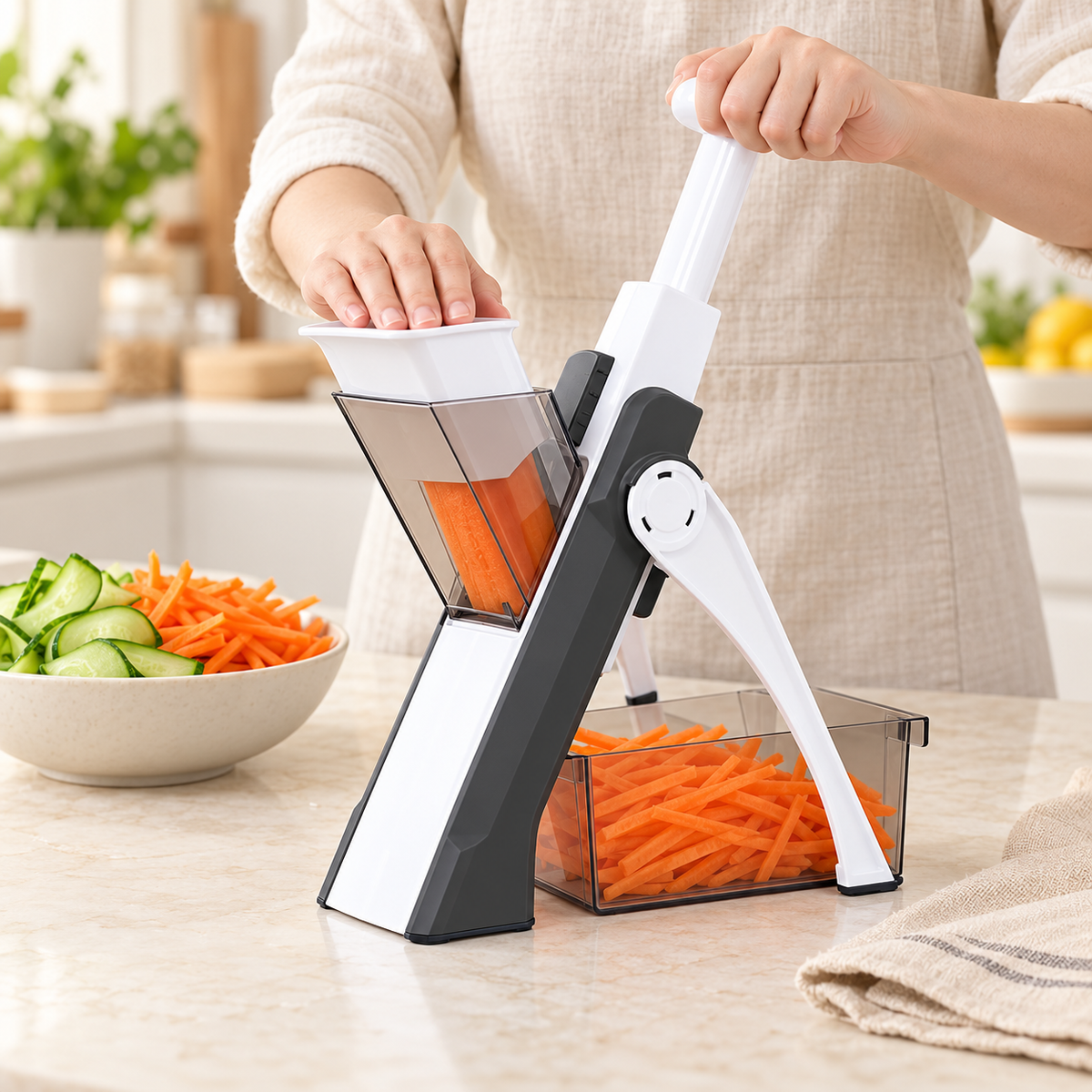 4-in-1 Manual Vegetable Cutter – Adjustable Mandoline Slicer