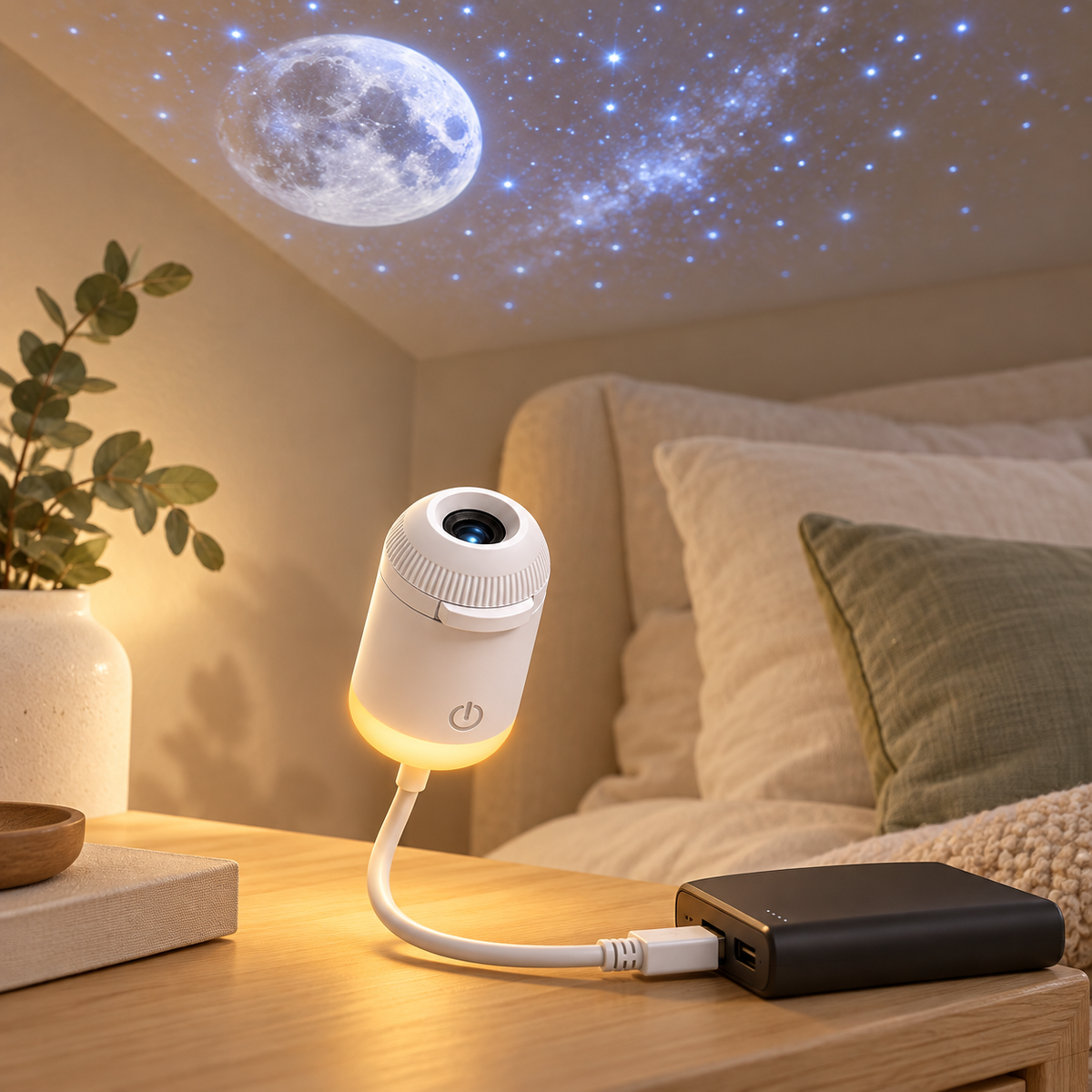 Mini USB Starry Sky Projection Lamp – Decorative Night Light with Pattern Slides