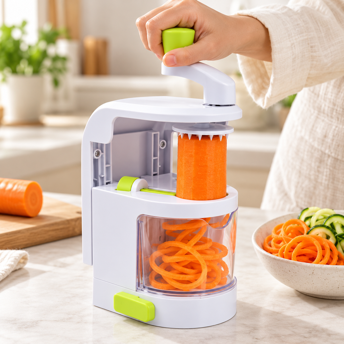 Universal Vegetable Spiralizer with Container – 3 Cutting Styles