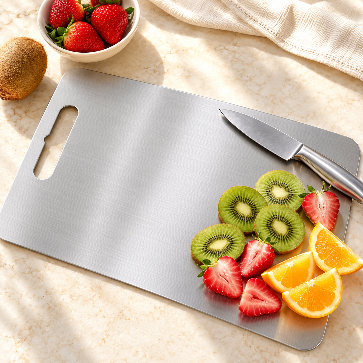 Titanium Alloy Chopping Board with Handle – Kitchen Cutting Board