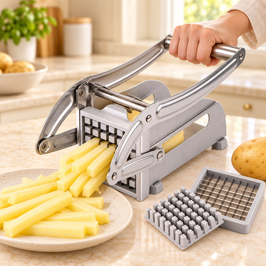 Stainless Steel Potato & Vegetable Cutter – Manual French Fry Slicer