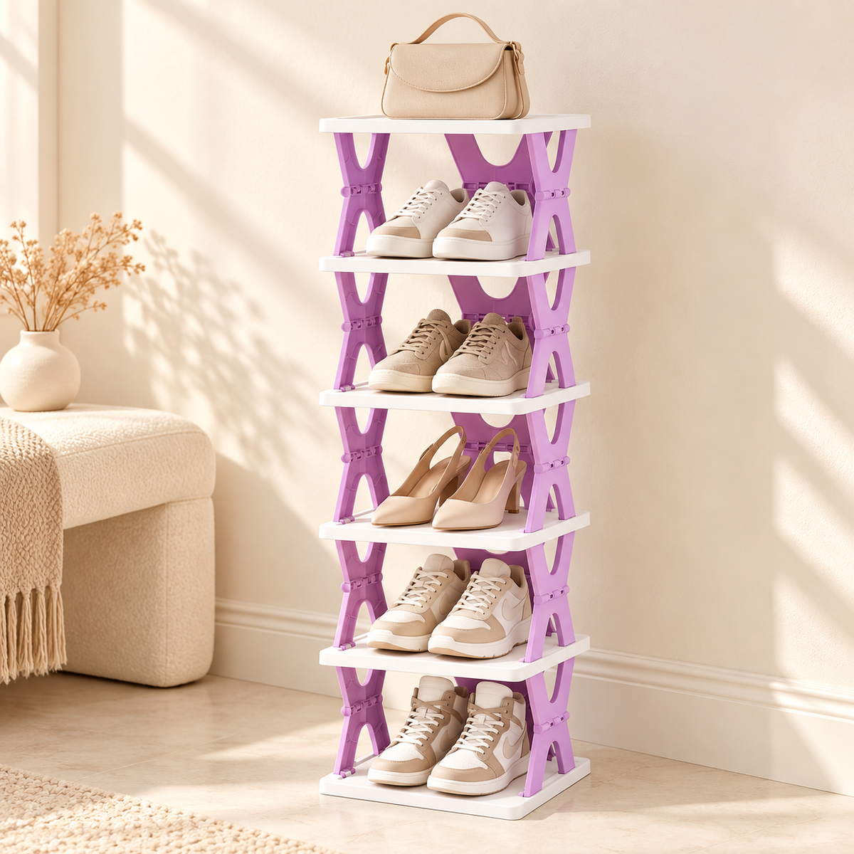 6-Tier Multifunctional Storage Rack – Stackable Shoe Organizer
