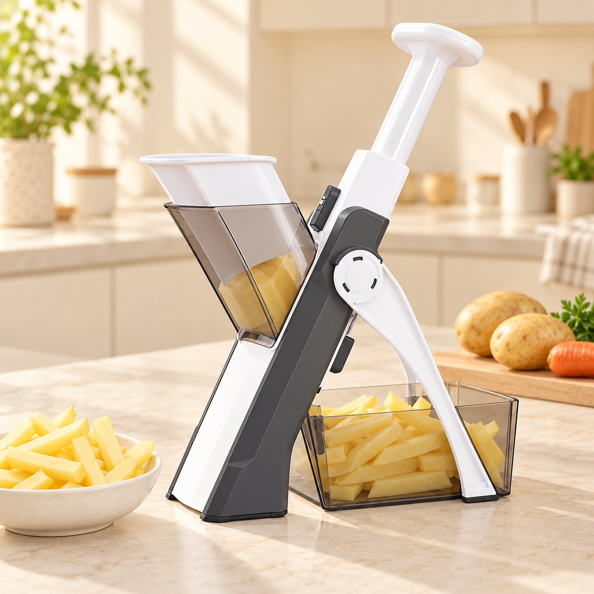 4-in-1 Manual Vegetable Cutter – Adjustable Mandoline Slicer