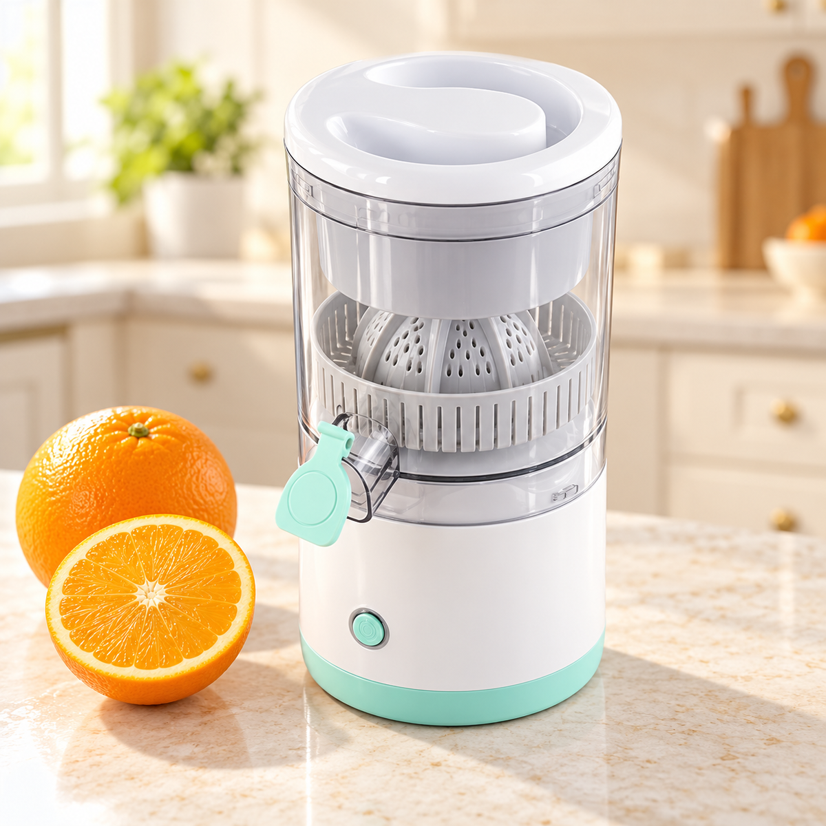 Portable Electric Citrus Juicer – 80W Squeezer with Rotating Press