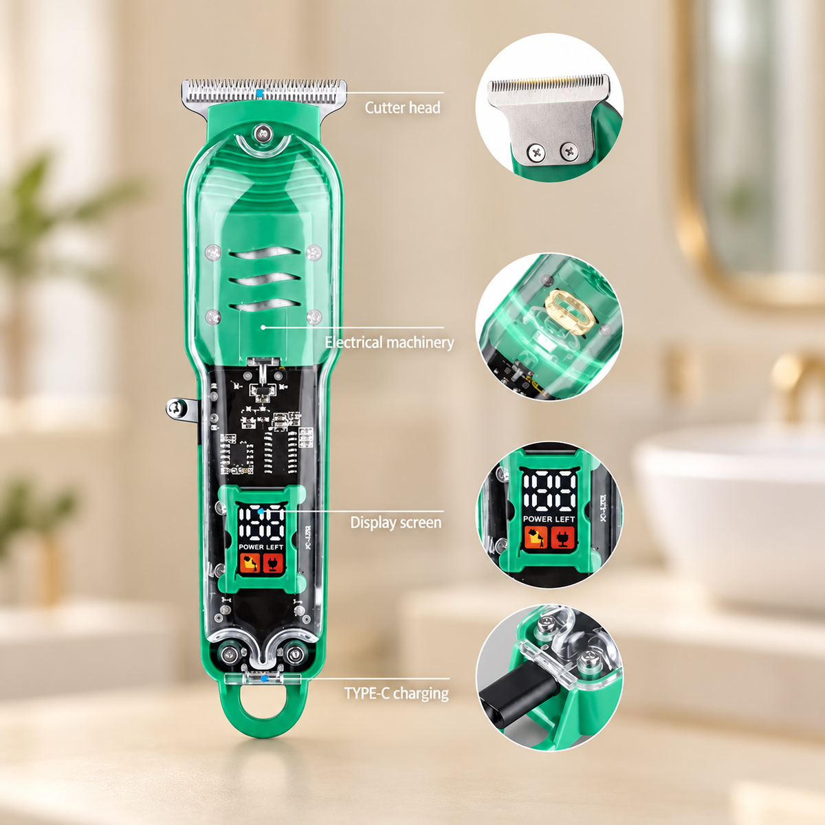 Rechargeable Hair Clipper & Beard Trimmer Kit – LT-808 with LED Display
