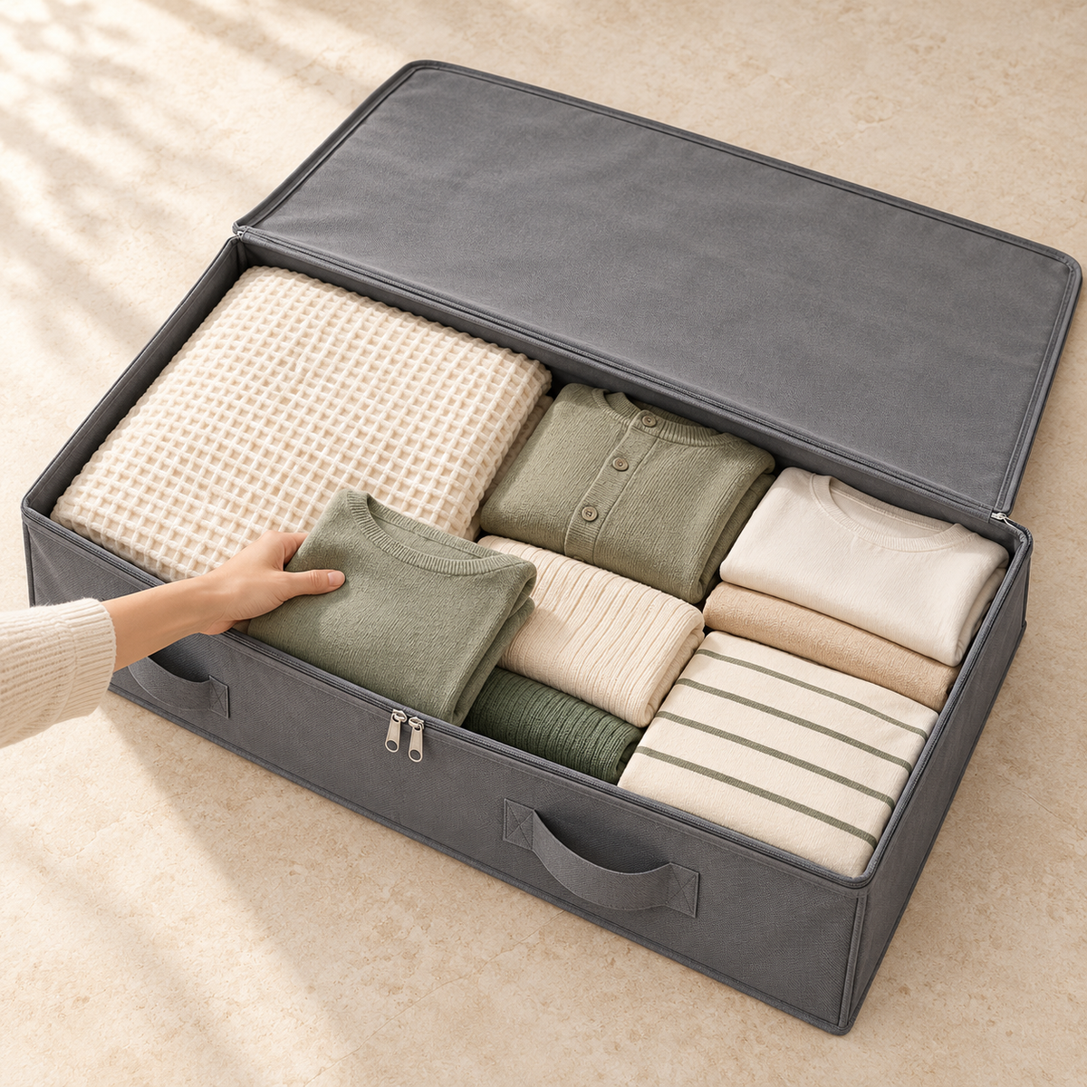 Foldable Under Bed Storage Organizer for Clothes & Blankets