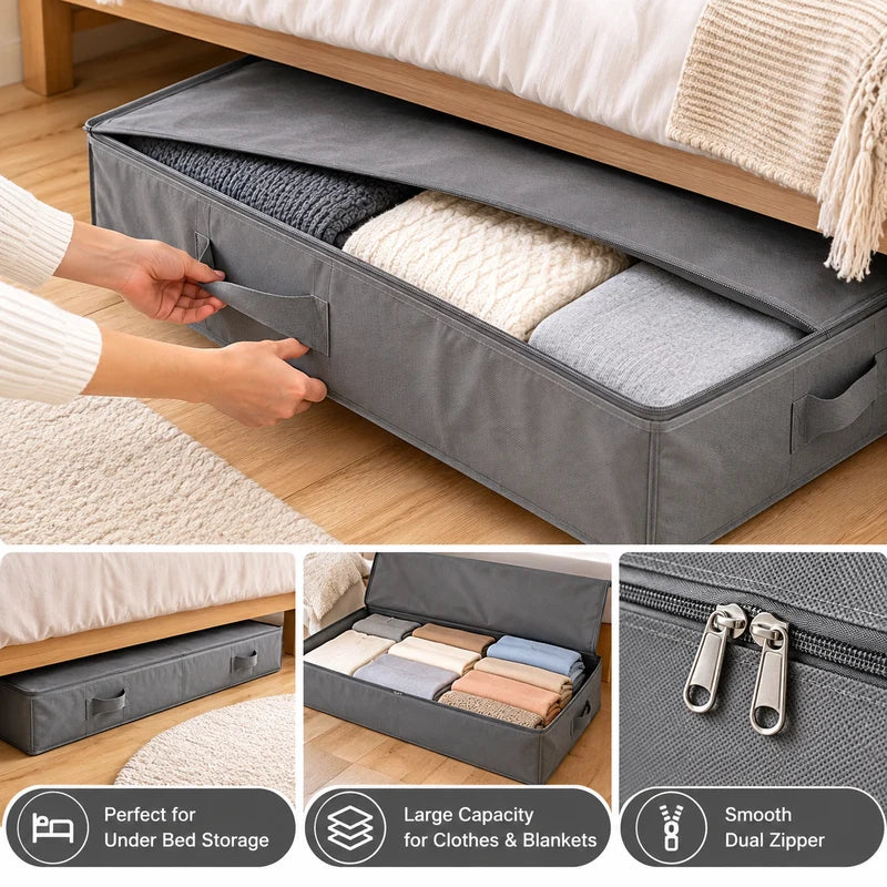 Foldable Under Bed Storage Organizer for Clothes & Blankets
