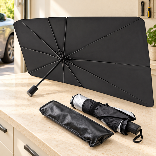 Car Windshield Sun Shade – Foldable Umbrella-Style Sunshade