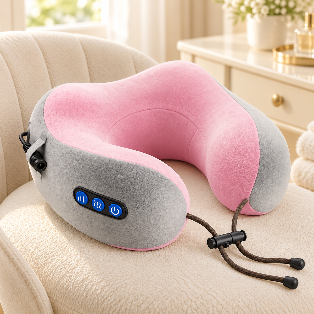 U-Shaped Neck Massage Pillow with Heat – 3 Modes & Inflatable Design