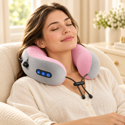 U-Shaped Neck Massage Pillow with Heat – 3 Modes & Inflatable Design