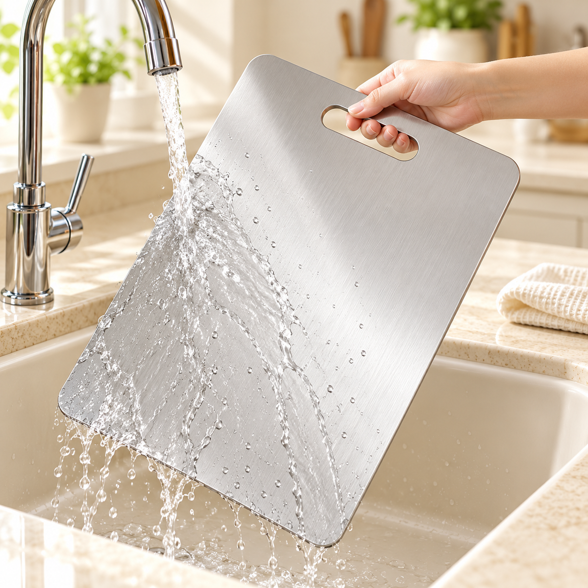 Titanium Alloy Chopping Board with Handle – Kitchen Cutting Board