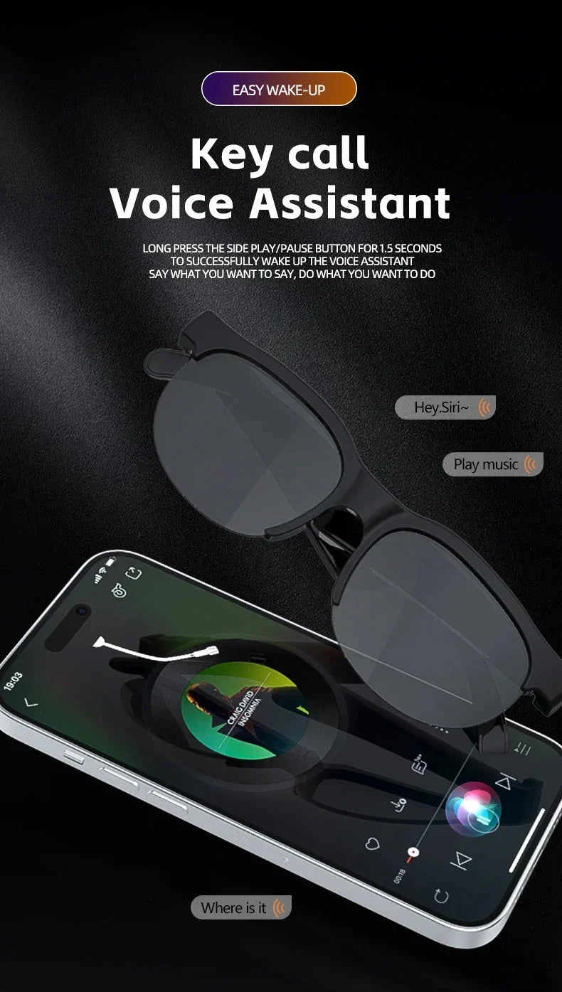 GS8 Wireless Bluetooth Smart Glasses – Built-In Speakers for Music & Calls