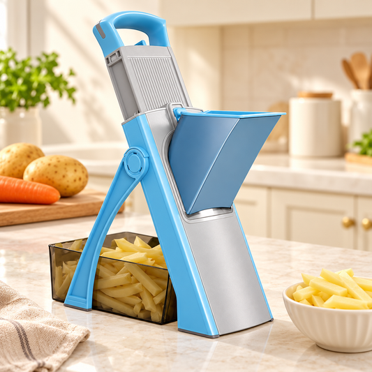 4-in-1 Manual Vegetable Cutter with Storage Box – Foldable Slicer