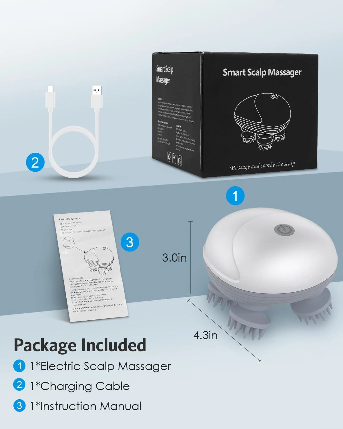 Smart Scalp Massager OSK-701 with Rotating Massage Heads
