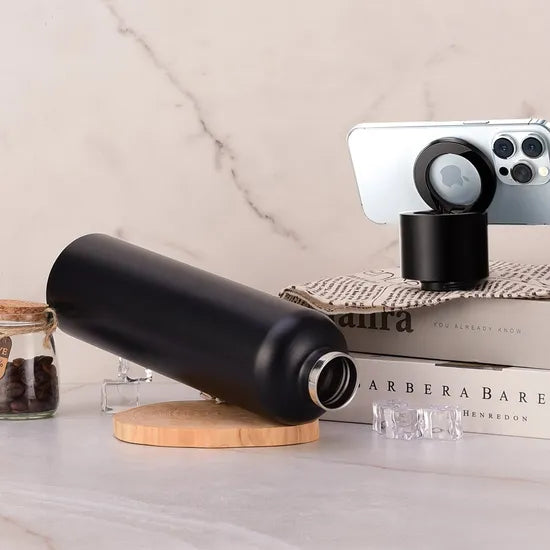 Vacuum Insulated Stainless Steel Water Bottle with Phone Holder Lid