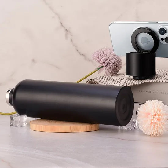 Vacuum Insulated Stainless Steel Water Bottle with Phone Holder Lid