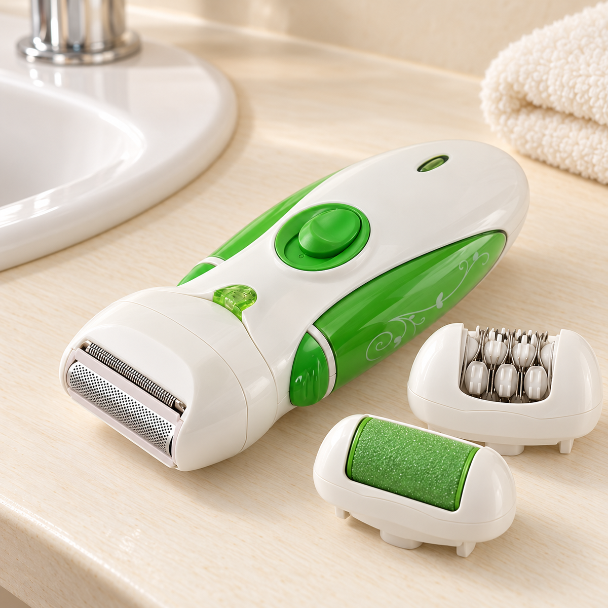 4-in-1 Rechargeable Lady Epilator – Shaver, Trimmer & Massager Kit