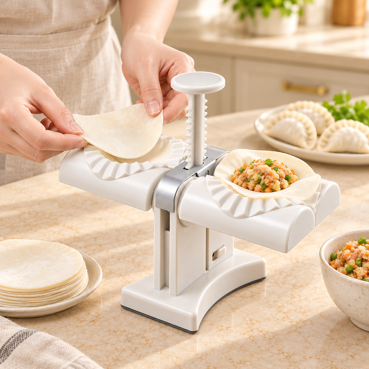 Double Dumpling Maker – Easy-Press Dumpling Mould with Dual Slots