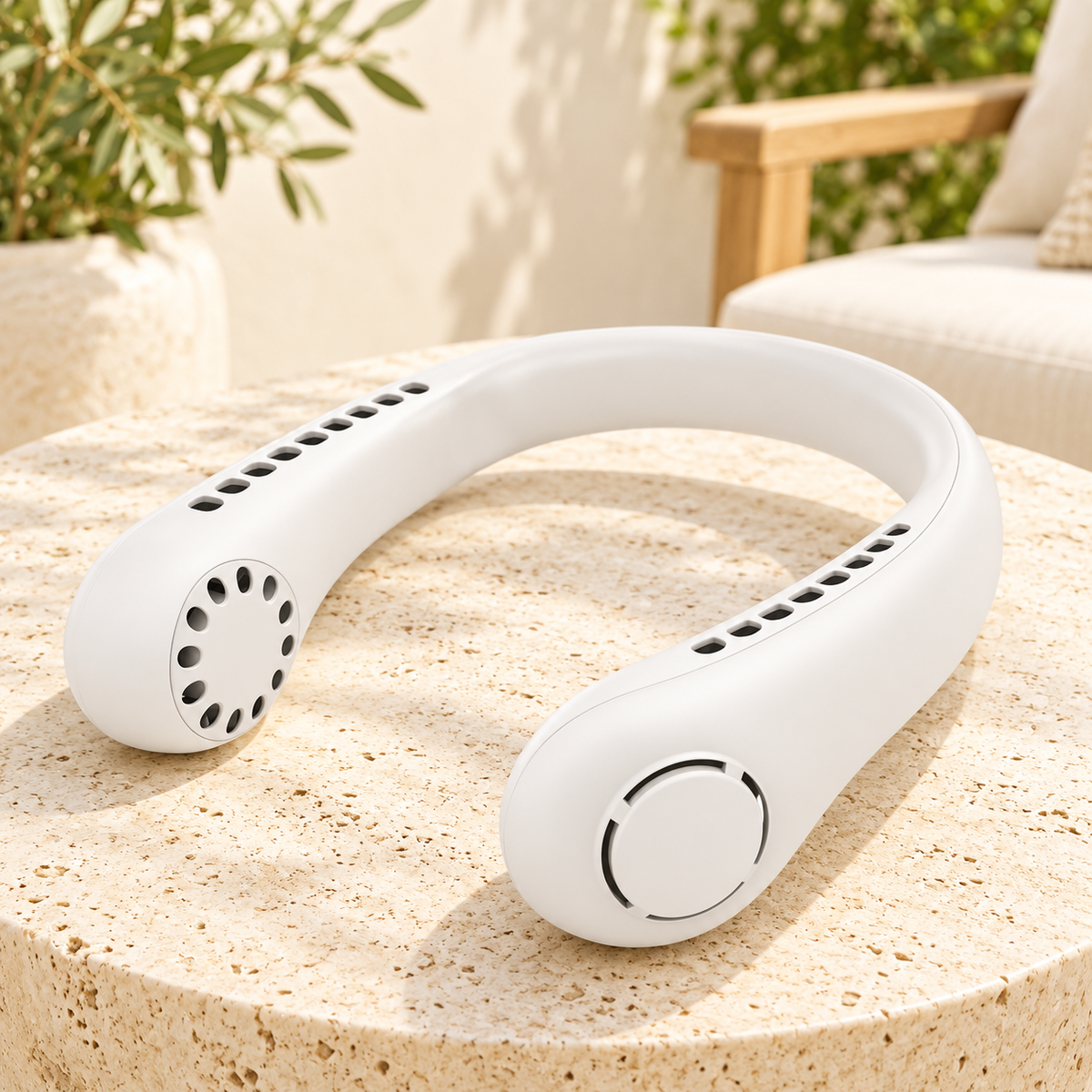 USB Rechargeable Bladeless Neck Fan – Hands-Free Portable Cooling