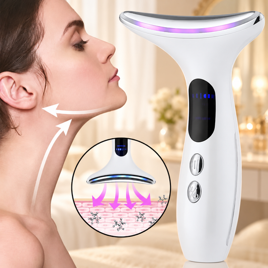 Rechargeable Face & Neck Massager – 3-Colour LED and Vibration