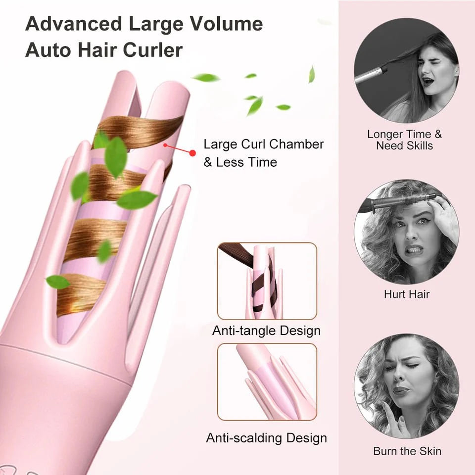 Automatic Hair Curler Stick – Adjustable Heat & 360° Swivel Cord