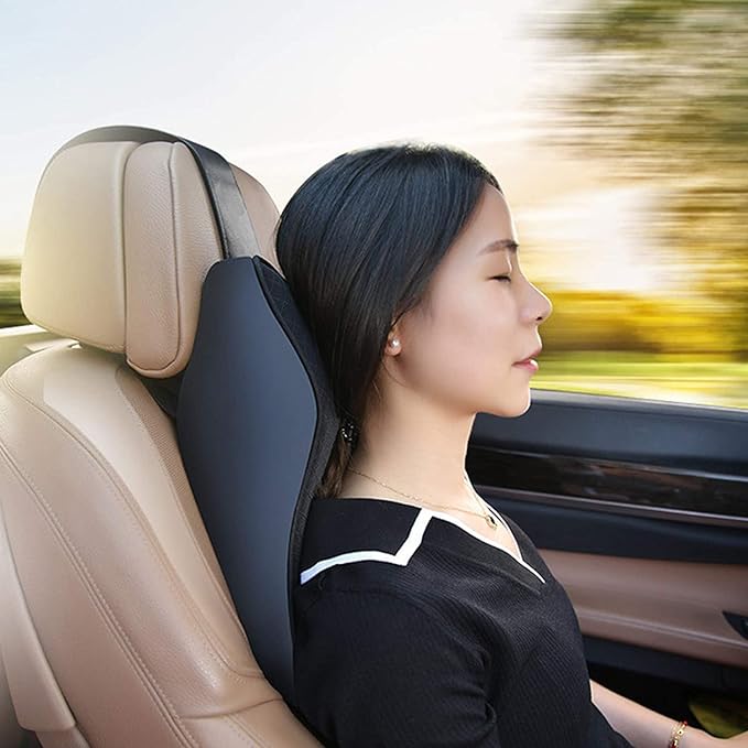 Memory Foam Car Neck Pillow – Adjustable Headrest Support with Washable Cover