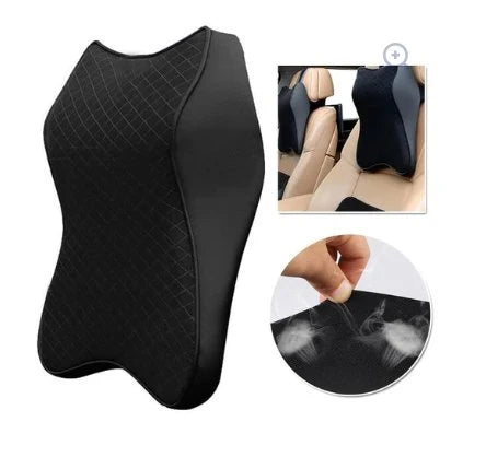 Memory Foam Car Neck Pillow – Adjustable Headrest Support with Washable Cover