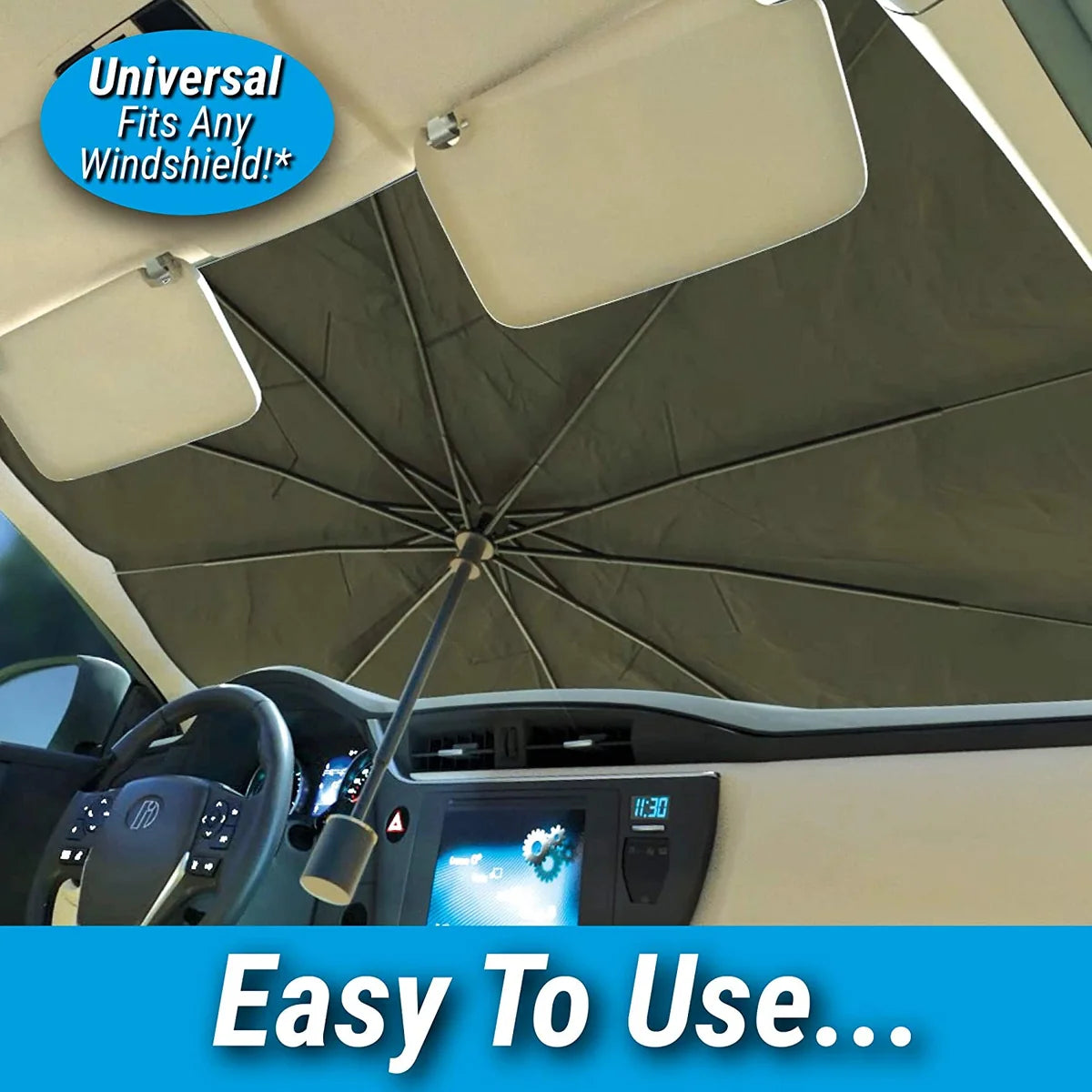 Car Windshield Sun Shade – Foldable Umbrella-Style Sunshade