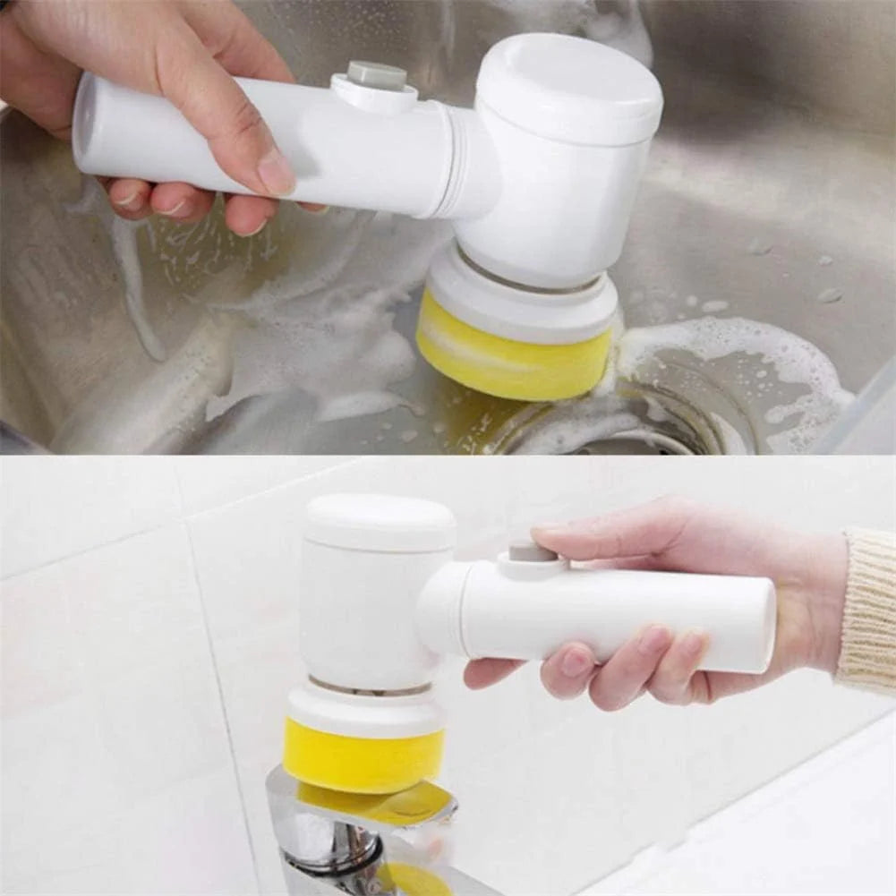 5-in-1 Electric Cleaning Brush – Cordless Handheld Kitchen & Bathroom Scrubber